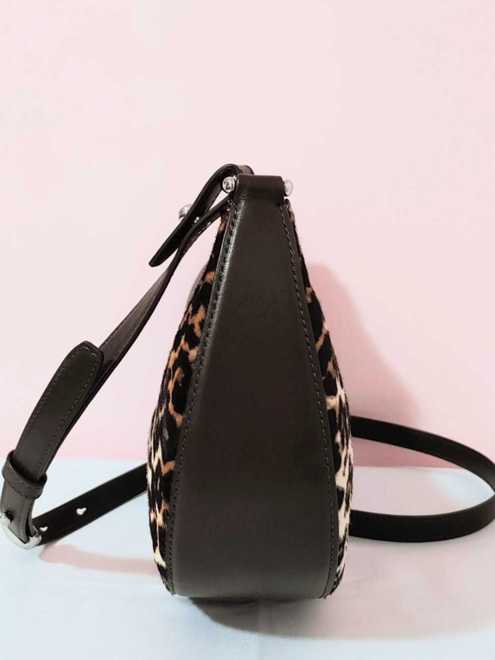 NEW Kate Spade Duo Bag in Leopard Haircalf Crossbody w/ Dark Brown leather trim - Picture 9 of 16